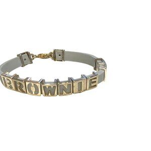 Girls Light Blue & Silvertone Brownie Girls Scout 6 inch  Slider Bracelet.